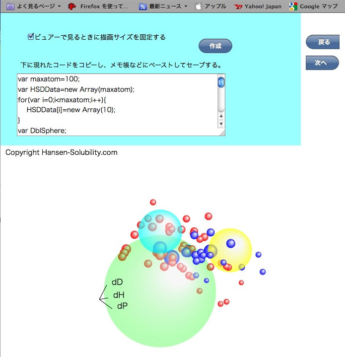 Hansen溶解球表示用データ作成ソフト